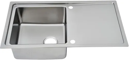 Respekta Edelstahlspüle Chicago 86x50 cm mit Schneidebrett und Abtropfgitter - Sanitäranlagen & Zubehör: Hochwertige Edelstahlspüle mit integriertem Schneidebrett und Abtropfgitter für optimale Funktionalität in der Küche.