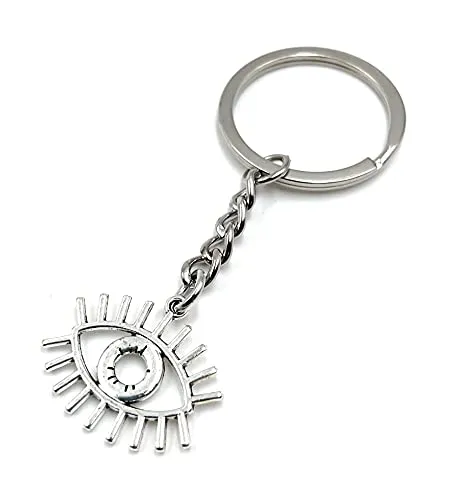 H-Customs Auge Wimpern geschminkt silber Schlüsselanhänger Anhänger