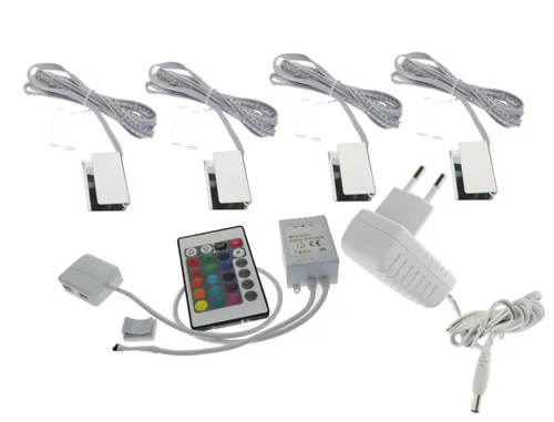 4er Set RGB LED Glasbodenbeleuchtung TG5022-004 - Lichtschläuche & -ketten, dimmbare RGB-Beleuchtung für stilvolle Glasböden, perfekt für kreative Wohnraumgestaltungen