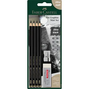 FABER-CASTELL Pitt Graphite Bleistift-Set 2B schwarz, 1 Set in schwarz von Faber-Castell
