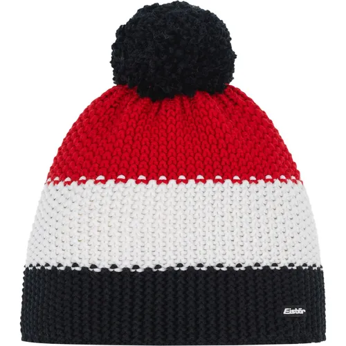 Eisbär Star Pompon Mütze schwarz-white-ketchup (330) - Mützen für den Laufsport, ideal für Winteraktivitäten mit umweltfreundlichem Innenfleeceband aus 100% recyceltem Material für zusätzliche Wärme.