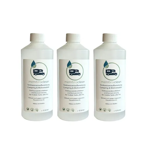 3x 0,5 Liter membraclean Trinkwasseraufbereitung Camping & Wohnmobile