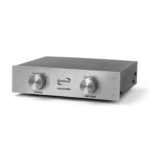 Dynavox AUX-S PRO - High-End Eingangs-Umschalter in Silber - Verstärker & Vorverstärker mit 5 Eingängen und 2 Ausgängen, ideal für audiophile Anwendungen und sorgt für erstklassigen Klang.
