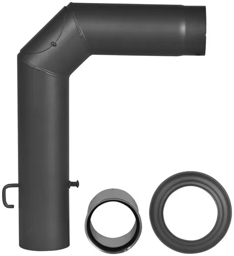 Firefix Ofenrohr Set, Bogen 130 mm, 90 °, mit Drosselklappe - Aschesauger Zubehör für Kamininstallation, hitzebeständig bis 600 °C, aus robustem Stahlblech in elegantem Schwarz.