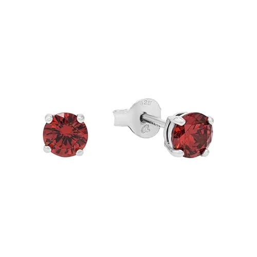 Amor Ohrstecker 925 Sterling Silber Damen Ohrschmuck, mit Zirkonia synth., 0,5 cm, Rot, Kommt in Schmuck Geschenk Box, 9154890