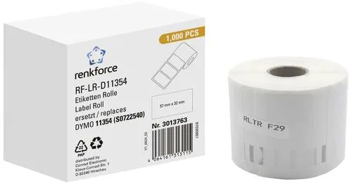 Renkforce Etiketten Rolle Kompatibel ersetzt DYMO DYMO 11354, S0722540 57 x 32mm Papier Weiß 1000 St. Permanent haftend