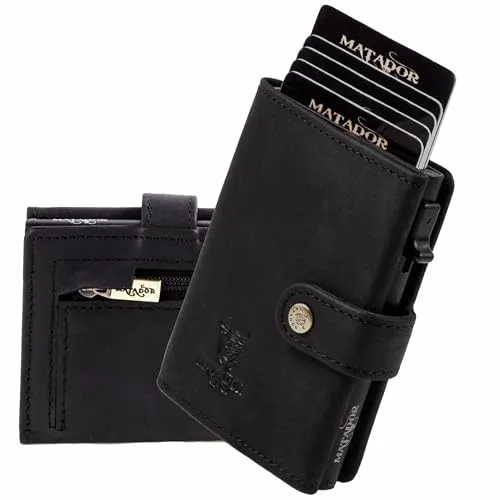 MATADOR Slim Wallet Miami – Leder Kreditkartenetui mit RFID-Schutz - Herren-Geldbörse mit elegantem Design, innovativem Pop-up Kartenhalter für schnelle Kartenorganisation und TÜV-geprüftem RFID-Schutz für Ihre Sicherheit.