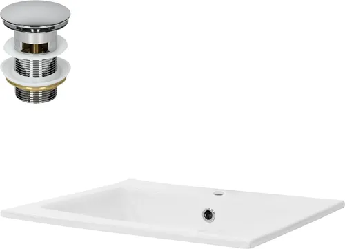 ML-Design Keramik Waschbecken Weiß 52,5x21x45 cm - Elegantes Einbauwaschbecken - Einbauwaschbecken aus hochwertiger, kratzfester Keramik mit modernem Design und integriertem Ablaufventil für einfache Handhabung. Ideal für Badezimmer und Gäste-WC.