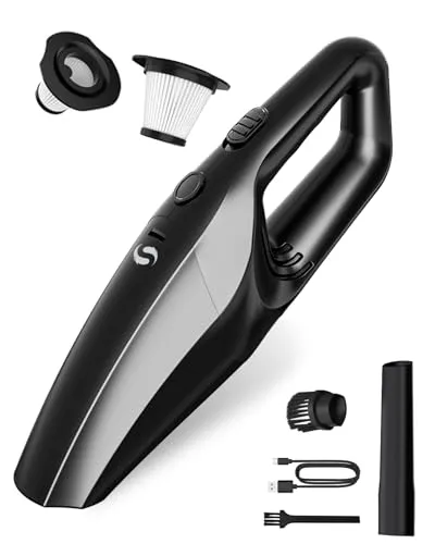SERVOMASTER Handstaubsauger Akku, leistungsstarker Autostaubsauger, Mini Staubsauger mit Schnellladung und waschbarem HEPA-Filter, Staubsauger für Auto & Zuhause, geeignet für Tierhaare Staub Krümel