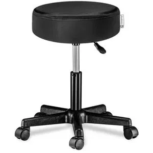 CASARIA Drehhocker 101689 - Ergonomischer Hocker mit Rollen - Bürostuhl mit höhenverstellbarem, 10 cm hochgepolstertem Sitz. Robustes Fußkreuz, bis 110 kg belastbar und pflegeleichter Kunstlederbezug. Ideal für komfortables Sitzen auf Parkett oder Teppich.