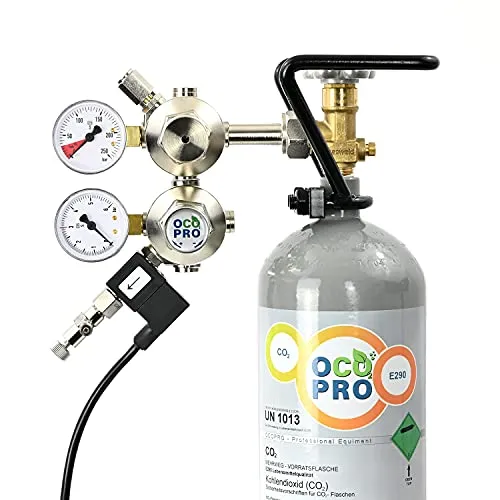 OCOPRO CO2-Druckminderer für das Aquarium. Single- oder Doppelkammer. Mit oder ohne Magnetventil/Nachtabschaltung. (Doppelkammer + MV)