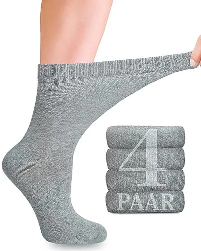 Fiera Besa Diabetiker Socken mit Lycra für Damen: Ohne Naht am Ansatz der Zehennägel; für Business und Freizeit; für Schwangere und Senioren geeignet; 4 Paar