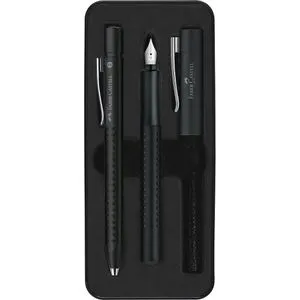 Faber-Castell Schreibset Grip 2011 schwarz - Hochwertiges Füller- und Kugelschreiber-Set im eleganten Metall-Etui, ideal für Büro und Schule. Mit Soft-Griffzone für ein angenehmes Schreibgefühl und nachfüllbarem Füller.