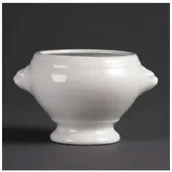 Gastronoble Olympia Whiteware Suppenschüsseln Löwenkopf 47,5cl - Schalen & Schüsseln, 6 Stück aus hochwertigem Porzellan mit eleganten Löwenkopf-Design, ideal für stilvolle Servierung von Suppen und Eintöpfen.