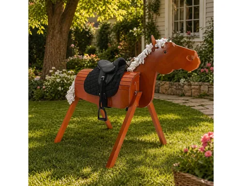 Sweety-Toys Holzpferd Sweety Toys Outdoor Gartenpferd Holzpferd OTTO mit Sattel