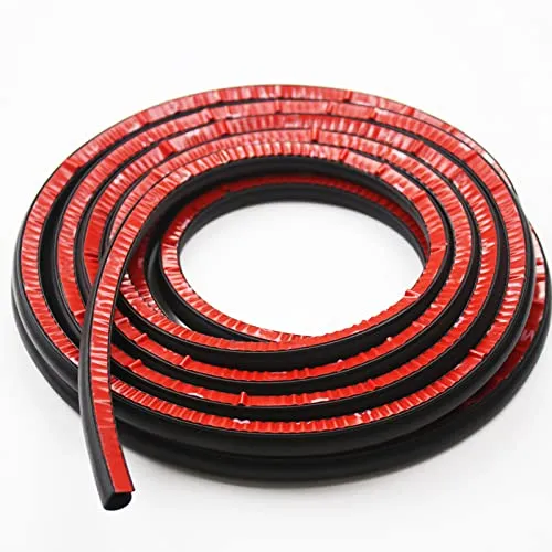 1x 5M Auto Tür Gummidichtung Gummiprofil D-förmig Türdichtung Autotür Kantenschutz (10x10mm) Schwarz