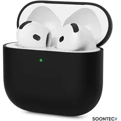 SOONTEC Hülle für AirPods 4 Generation Case Silikon Schutzhülle Kopfhörer Etui Slim Cover in schwarz - Schwarz