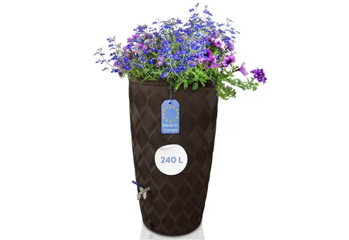 YourCasa Regentonne YourCasa Regentonne 240L [Seabreeze] Regenfass Regenwassertonne, Durchmesser unten: 44,5 cm, Durchmesser oben: 59,5 cm, Höhe: 112 cm