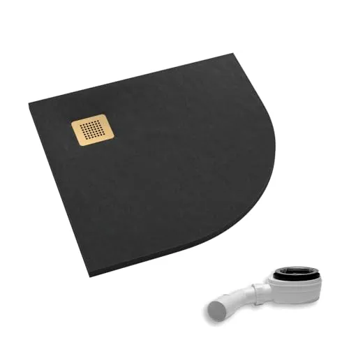 AQUABAD Duschwanne Palast 90x90cm mit LeakProtect Technologie - Hochwertige Duschwanne in Schwarz mit innovativer LeakProtect Technologie. Ideal für Sanierungen und Neubauten, pflegeleicht und stabil. Perfekte Lösung für individuelle Einbausituationen.
