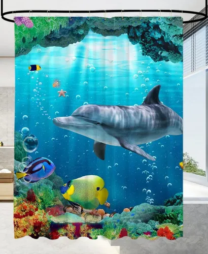 Sanilo Duschvorhang Delphin Korallen 180 x 200 cm in blau von Sanilo