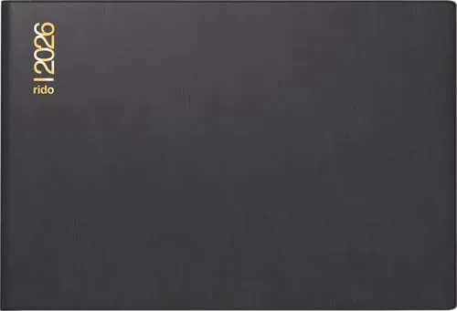 rido/idé Taschenkalender Mod. Septimus 2026 | A6 quer, Kunststoff, schwarz