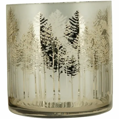 WindLicht Vitreous Teelichthalter - Glas 15x15x15 cm - Laternen & Windlichter, eleganter Teelichthalter aus hochwertigem Glas mit festlichem Baum-Thema, perfekt für die Weihnachtszeit.
