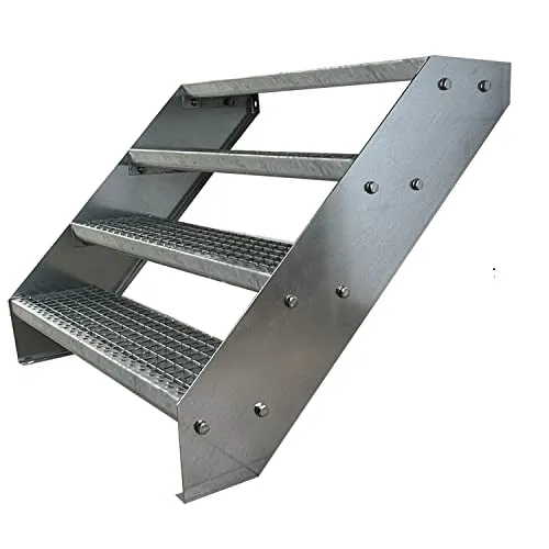 Kaminbau Mierzwa Premium Stahl Treppe Verzinkt 4 Stufen 80 cm - Wetterfeste Gartentreppe aus verzinktem Stahl, ideal für den Außenbereich. Einfache Montage und vielseitig einsetzbar, perfekt für Garten, Terrasse oder Garage. Made in Germany mit 3 Jahren Herstellergarantie.
