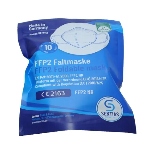 Produktbild FFP2 Atemschutzmaske, Mundschutz von Sentias, Made in Germany, 10 Stück