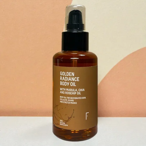 Freshly Cosmetics Golden Radiance Body Oil - Feuchtigkeitsspendendes Körperöl - Körperöle: Verbessert das Erscheinungsbild von Dehnungsstreifen, pflegt intensiv und eignet sich perfekt für Schwangere und empfindliche Haut.
