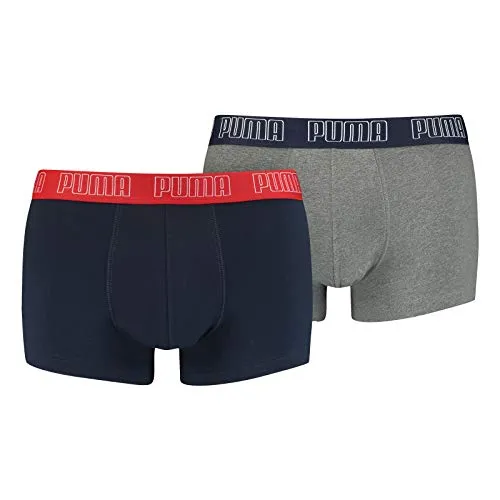 PUMA Herren Shortboxer Unterhosen Trunks 2er Pack, Wäschegröße:S, Artikel:-006 Blue/Grey Melange