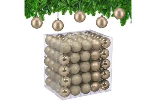 relaxdays Weihnachtsbaumkugel Set 100er, Champagner in silber von Relaxdays