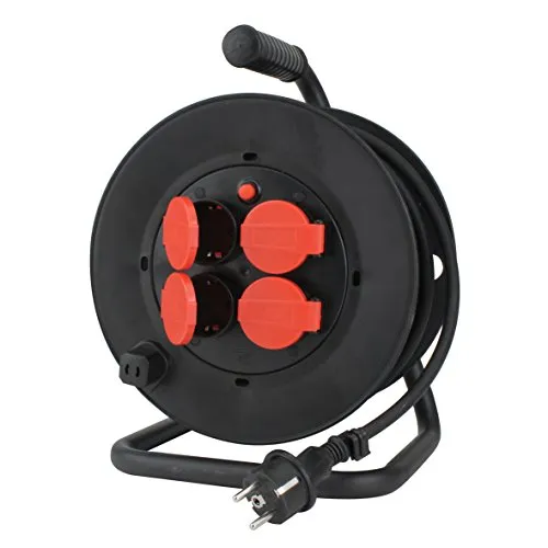 UNITEC Kabeltrommel H05RR-F 3G1,5mm², 25m, IP 44, schwarz