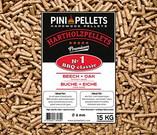 Produktbild PINI Hartholz Pellets №1 BBQ Klassik 15 Kg Grillpellets zum Grillen Räuchern Smoken