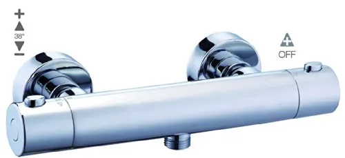 Thermostat Duscharmatur chrom für Aufputz - Hochwertige Duscharmatur mit Cold Touch System, verhindert Überhitzung und sorgt für Sicherheit, inklusive S-Anschlüsse und Rosetten, ideal für jedes Badezimmer.