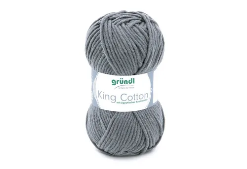 Gründl Wolle King Cotton Baumwollgarn Strickgarn Häkelwolle, 78,00 m (50g Handstrickgarn, Strickwolle, Baumwollmischgarn mit ägyptischer Baumwolle, zum Stricken und Häkeln für Nadelstärke 6 - 7 mm), mit Häkel - Anleitung zum download