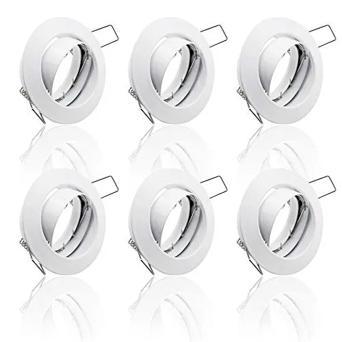 6x SET Einbaustrahler + GU10 für 230V weiß Schwenkbar rund Einbau Spots Decken Strahler Leuchte Spots Deckenleuchte Lampe Einbauleuchte Einbaurahmen 104S-TP WH