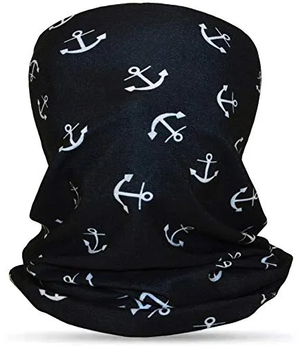 Multifunktionstuch Schlauchschal Gesichts- & Mundschutz Jogging Kopfbedeckung Haar-/Stirnband Radfahrer Schlauchtuch Maske Outdoor Wandern Sturmhaube Sport Halstuch Kopftuch Anker-Muster Schwarz