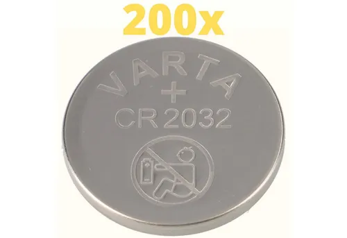 VARTA 200x CR2032 Lithium Knopfzelle - Zuverlässige Energie - 200 Stück VARTA Lithium Knopfzelle CR2032, ideal für langlebige Anwendungen, sorgt für zuverlässige Energie in Ihren Geräten.