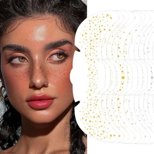 Rosymormor 12 Stück Glitzer-Sommersprossen-Tattoos, temporäre Make-up-Patches Funkelnde Künstliche Sommersprossen Gesichtsaufkleber für Frauen Festivals Party Cosplay Kosmetik Halloween Weihnachte