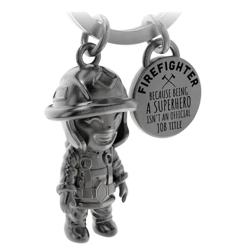 LANOLU Schlüsselanhänger Feuerwehrmann, Feuerwehr Geschenke für Männer, Glücksbringer Geschenke für Feuerwehrmänner aus Metall