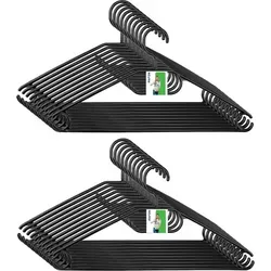 20x Kleiderbügel mit Wirbelhaken und Anti-Rutsch-Vertiefungen, 40 cm breite PAFEN Schwarz - Schwarz