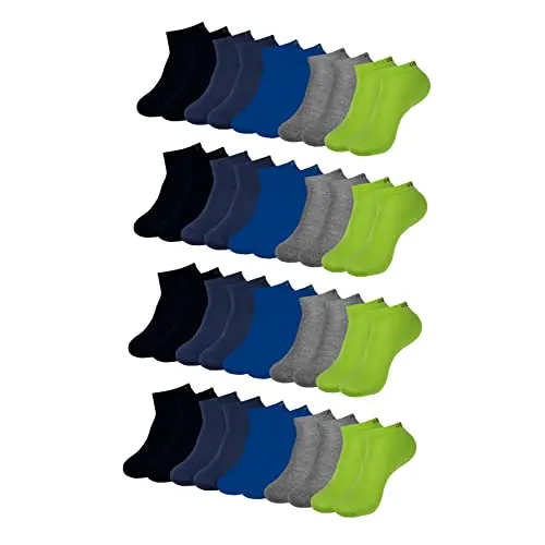 ONE STRANGE ROCK Herren Damen Sneaker Socken 5, 10, 15, 20, 30 Paar, Farbe:Blau/Grau/Grün - 20er Pack, Größe:47-50