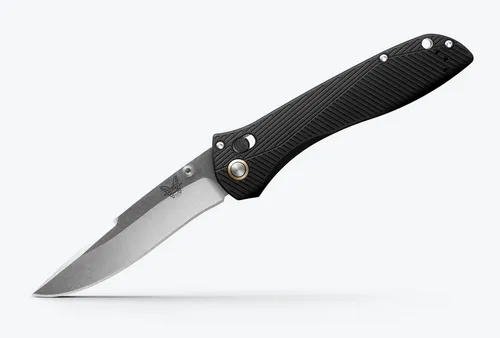 Benchmade Seven Ten 710-25, M390 Klingenstahl, Aluminiumgriff schwarz - Einhandmesser mit rostbeständiger Klinge aus M390 Stahl und robustem Aluminiumgriff in Schwarz. Perfekt für den Outdoor-Einsatz, mit einer Gesamtlänge von 22,7 cm und einem Gewicht von nur 138 Gramm.