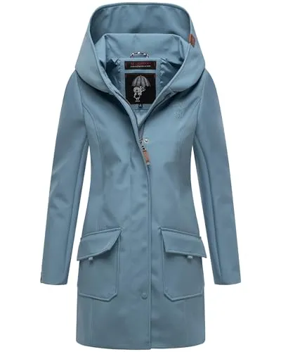 MARIKOO Damen Übergangsjacke Softshellmantel atmungsaktiv mit Kapuze Mayleen Powder Blue Gr. XXL