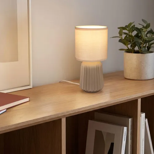 Briloner Nachttischlampe Keramikfuß Ø13x27 cm E14 Fassung max. 25W Kabelschalter Beige