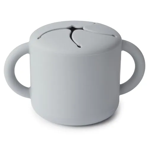 mushie Snackbecher Silikon | Kinder Brotdose für Unterwegs | Auslaufsicher & Spülmaschinenfest | Leicht zu halten für Kleinkinder | Hochwertige & Langlebige Erstausstattung für Babys | Stone