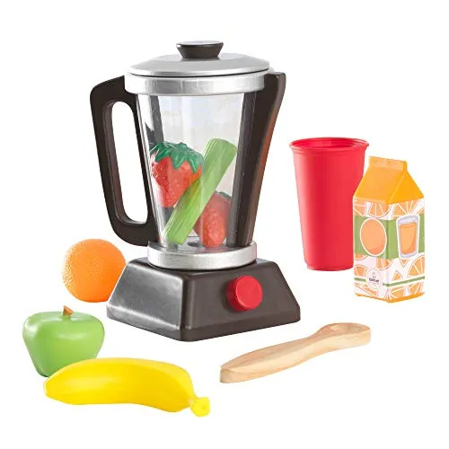 KidKraft Espresso Smoothie Spielset aus Holz für Kinderküche mit Mixer und Obst, Spielküche Zubehör, Spielzeug für Kinder ab 3 Jahre, 63376