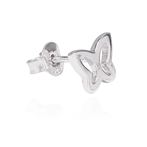NKlaus Einzel Ohrstecker Schmetterling 925 Silber 7x9mm glanz Damen offene Ohrringe 11276