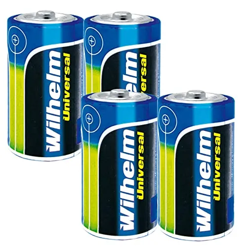 Mono D Universal Wilhelm Alkaline Batterien LR20 1,5V 4 x