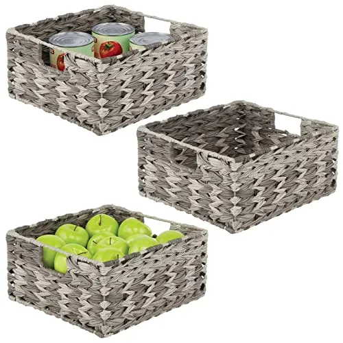 mDesign Aufbewahrung Flechtkorb 3er Set Grau Mix - Praktische Schrank- und Regalboxen mit kompakten Maßen für vielseitige Aufbewahrung. Hergestellt aus hochwertigem Material, ideal für Ordnung und Stil in jedem Raum.